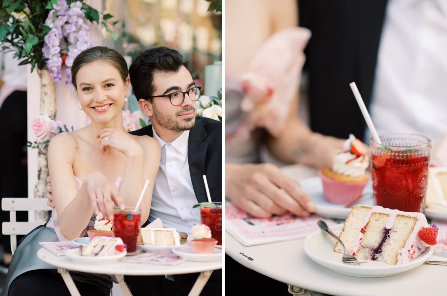 Peggy Porschen engagement session with cake and drinks